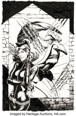 David Finch Catwoman Election Night #1 Variant Cover Original Art (DC, 2017). | Heritage