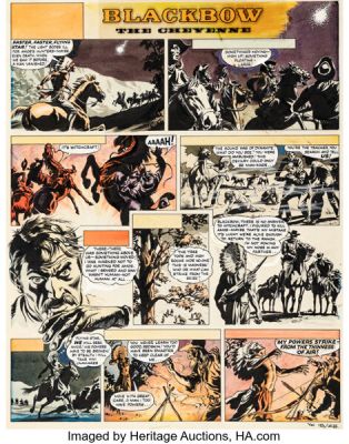 Frank Humphris Eagle Comic Vol. 6 #28 Blackbow The Cheyenne Eagle Story Page 28 Original Art (Eagle Comic, 1955).