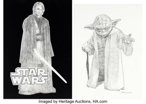Sanjulián (Manuel Pérez Clemente) - Anakin and Yoda Illustrations Original Art Group of 2 (c. 2024). (Total: 2 Original Art)