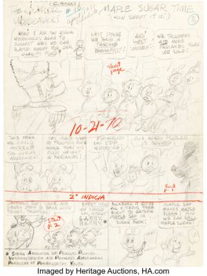 Carl Barks Walt Disney Huey, Dewey and Louie Junior Woodchucks #10 "Maple Sugar Time (How Sweet It Is!)" Story Page Preliminary Original Art (Western/Gold Key, 1971). | Heritage