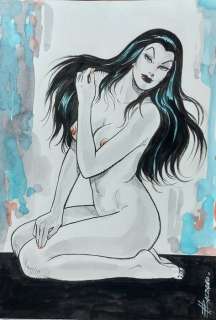 Balzano Birago | Zora la Vampira - Balzano Birago - illustrazione originale acquarello e china - Frau Murder - Page volante - (1990) | Catawiki