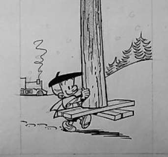 Peyo - Dessin original - Benoît Brisefer - Carte de Voeux - (années 1960) | Catawiki