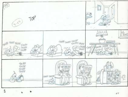 Davis, Jim - 1 Original preliminary page - Garfield - Sunday comic art - 1990 | Catawiki