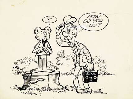 Salvérius - Lot 237 - Monsieur Archive, dessin original à l’encre de chine offert à Thierry Martens.