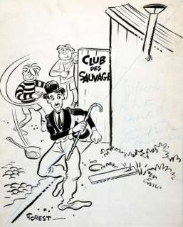 Jean Claude Forest . Charlot, Club de Sauvages.Encre de Chine et crayon… | Art Richelieu