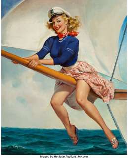 Gil Elvgren (American, 1914-1980) Bow Spirit, circa 1960 Oil on canvas 30 x 24 inches (76.2 x 61.0 cm) Signed lower ...