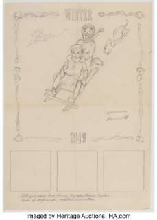 Norman Rockwell (American, 1894-1978) Downhill Darling, Young Love Series, Brown and Bigelow calendar study, -