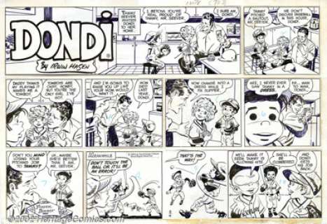 Irwin Hasen - Original Comic Strip art for two Dondi Dailies (Chicago Tribune, 1974). Irwin Hasen out-does himself -
