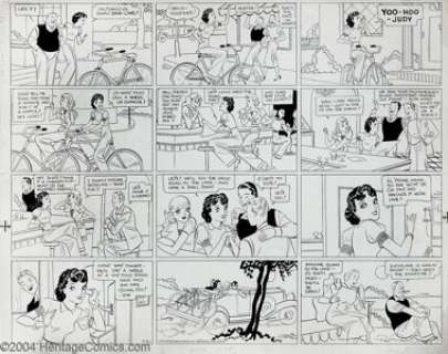 Paul Robinson - Original Comic Strip Art for Etta Kett Sunday dated 7-30-33 (King Features Syndicate, 1933). Ah, -
