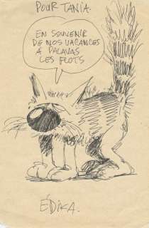 Edika | Illustration au feutre représentant un chat en… | Millon