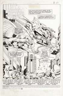 Jack Kirby and Greg Theakston - Super Powers #2, Splash Page 1 Original Art (DC, 1985).  Hawkman, Red Tornado, -