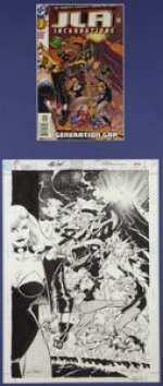 Val Semeiks and Prentis Rollins - JLA Incarnations #1 Cover Original Art (DC, 2001).  Attention, fishnet -