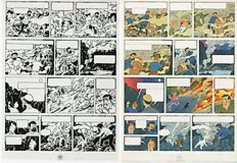 Studio Hergé - 1 Mise en couleur originale - Tintin T22 - Vol 714 pour Sydney - 1968 | Catawiki