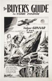 Jay Disbrow The Buyer‘s Guide for Comic Fandom #365 Cover Original Art (DynaPubs, 1980). The intrepid hero -