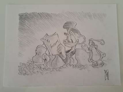 Paolo Mottura - 1 Original drawing - Indiana Pipps - Scrooge with money - 2024 | Catawiki