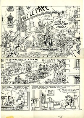 Lot 12 - SANDRON Planche originale N et B Godaille et Godasse, Sacré sacre… | misc / divers
