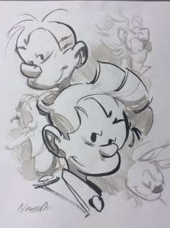 Munuera | Original composition, type Spirou cover with 5 main characters of Spirou and Fantasio | Catawiki