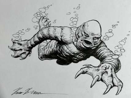 Russ(el) Braun - 1 Original drawing - Creature from the black Lagoon | Catawiki