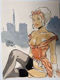 Meynet, Félix - 1 Original colour drawing - Mirabelle coquine à Paris | Catawiki