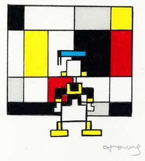 Tony Fernandez - Donald Duck Inspired by Piet Mondrian’s Art (1921) - Original Painting - Hand Signed | Catawiki