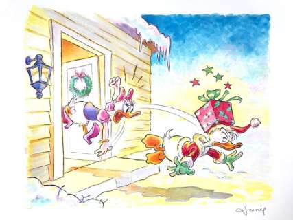 Fernandez, Tony | Original drawing   - Daisy and Donald Duck inspired by Carls Barks  - Disney Art X-Mas | Catawiki