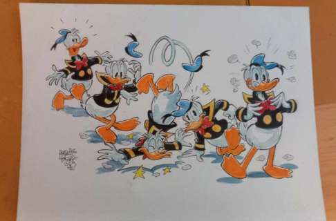 Alessandro Gottardo - 1 Watercolour - Donald Duck - "Solo chi cade può risorgere" - 2024 | Catawiki