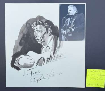Reinhard Kleist ("Cash - I See A Darkness") - 1 Original drawing - Great Original Illustration + Jonny Cash original Autograph on Card (Rare!) - 2007 | Catawiki