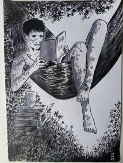 Deloupy, Zac - 1 Original drawing - Lectrice hamac - 2015