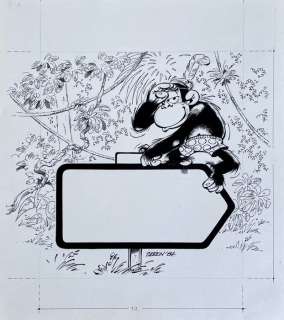 Seron - 1 Original drawing - Les Petits Hommes - les Petits Hommes et les Hommes Singes - 1984 | Catawiki