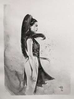 Andrea Bulgarelli - 1 Watercolour - Ninja girl | Catawiki