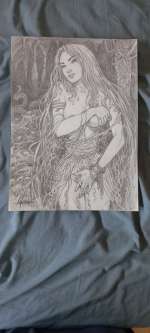 Aouamri, Mohamed - 1 Original drawing - Figure féminine dans la forêt - 2019 | Catawiki