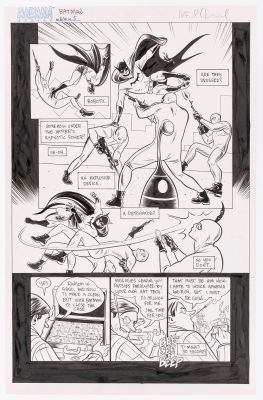 Lot 75 - MICHAEL ALLRED BATMAN BLACK AND WHITE #4 COMIC BOOK PAGE ORIGINAL ART. | Hake’s