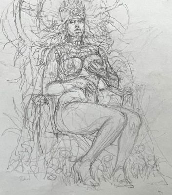 Serpieri, Eleuteri Paolo - 1 Original drawing - Druuna - Large Queen Druuna | Catawiki