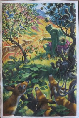 Steve Rude - Hulk in the Forest 22x30 Painting
