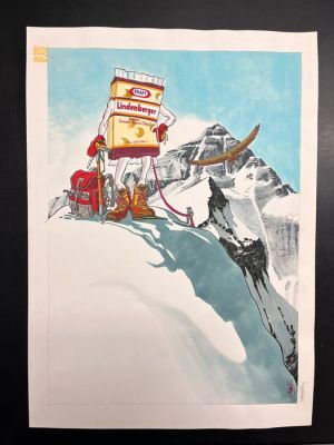 Riboldi, Enea - Original colour drawing - Pubblicità Kraft Lindenberg Gennaio - 1986 | Catawiki