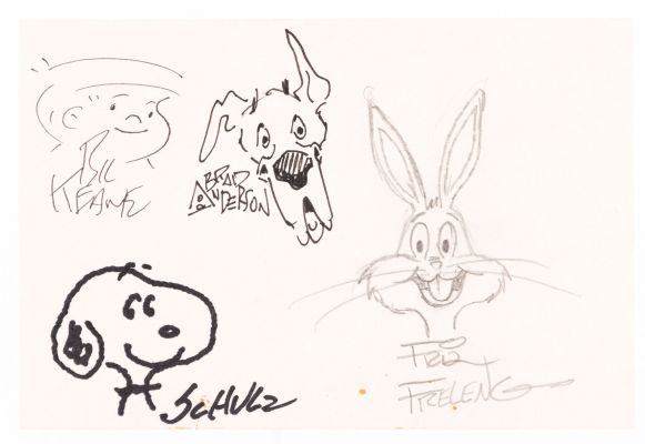 Lot 59 - CHARLES SCHULZ, BRAD ANDERSON, BILL KEANE & FRIZ FRELENG ORIGINAL ART JAM FEATURING BUGS BUNNY. | Hake’s
