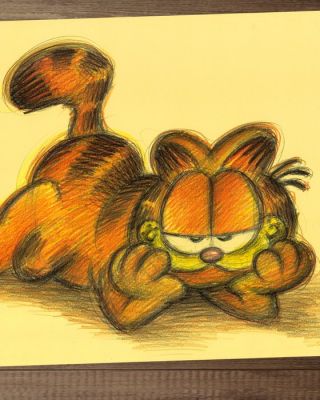 Joan Vizcarra Crayon original - Garfield Is Here – Hand Signed | Catawiki