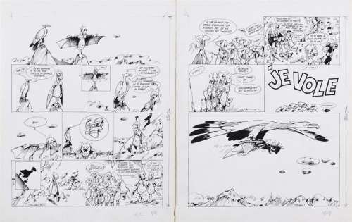 F’MURRR. Alp 2. Pl. 28A et 28B . Encre. 41,5x 32,4 cm. Au dos: cachet | Aponem