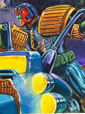 Benet, Manuel - 1 Original colour page - Judge Dredd - Signed! Dredd and his Lawmaster - 1993 | Catawiki