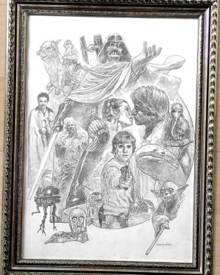 Sanjulian, Manuel - Grand Crayon encadré - Star Wars: The Empire Strikes Back Characters – Hand Signed – Original Artwork | Catawiki
