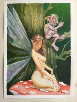 Lombardo, Spartaco - Original colour drawing - Fairy | Catawiki
