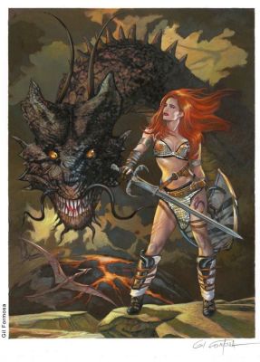 Formosa, Gil - 1 Original colour drawing - Red Sonja Dragon | Catawiki