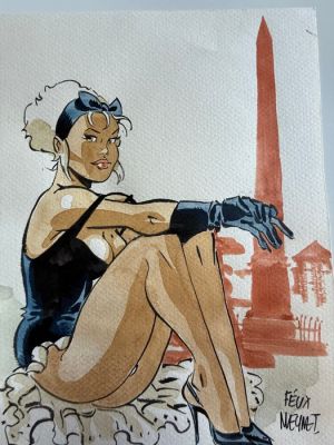 Meynet, Félix - 1 Original colour drawing - Mirabelle en voyage - Mirabelle à Washington | Catawiki