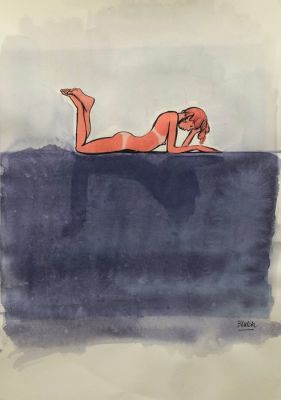 Blutch (Hincker, Christian) - 1 Original colour drawing - Nu allongé - 2020 | Catawiki