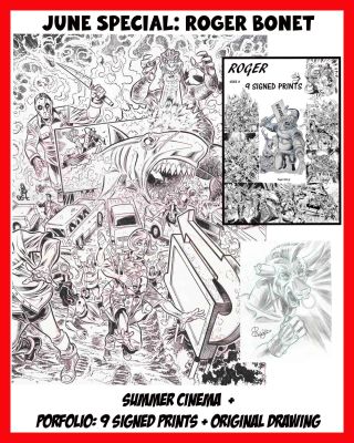 Roger Bonet | June Special – original art: Summer cinema + Portfolio (9 prints signed + Original drawings) – Roger | Origin Of Comics