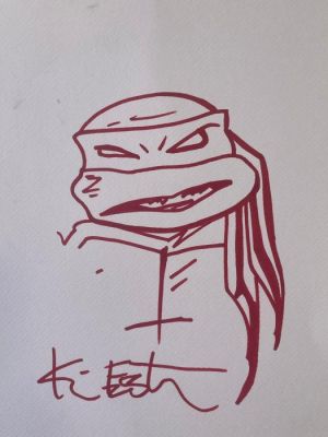 Kevin Eastman - 1 Original drawing - Ninja Turtles - Raffaello red ink | Catawiki