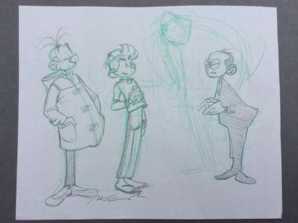Munuera | Original drawing  - 3 characters from the adventures of Spirou | Catawiki