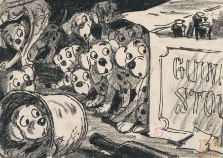 Les 101 dalmatiens Studio Walt Disney 1961. Dessin de storyboard&hell | Rossini