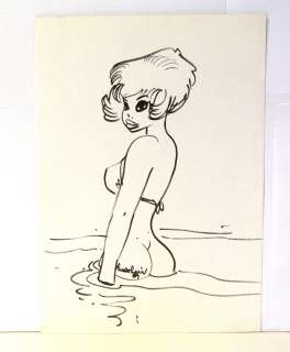 Walthéry - Dessin Dessin original de Natacha en maillot au feutre noir sur papier [...] | Arthema Auction