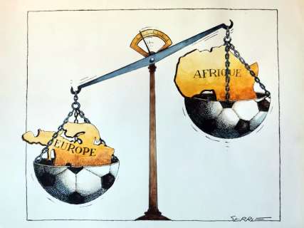 Claude Serre | « FOOT FRANCE AFRIQUE » planche Originale 1990 Rare signée Claude Serre (taille 21 x 27 cm) publiée dans la presse | Serre